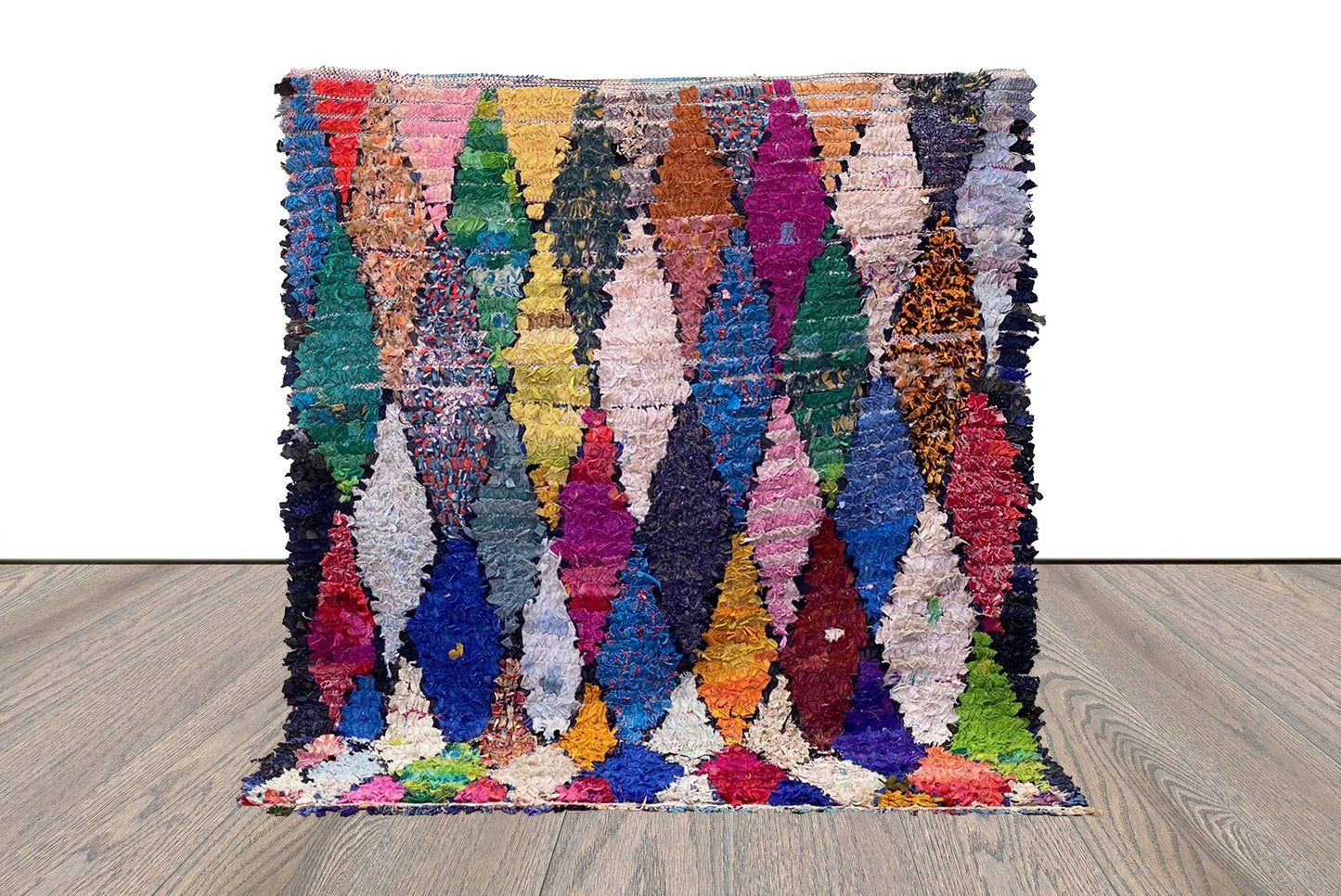 5x6 Area Colorful Diamond Boucherouite rugs, vintage Moroccan handwoven rugs, Berber unique colored Rug.