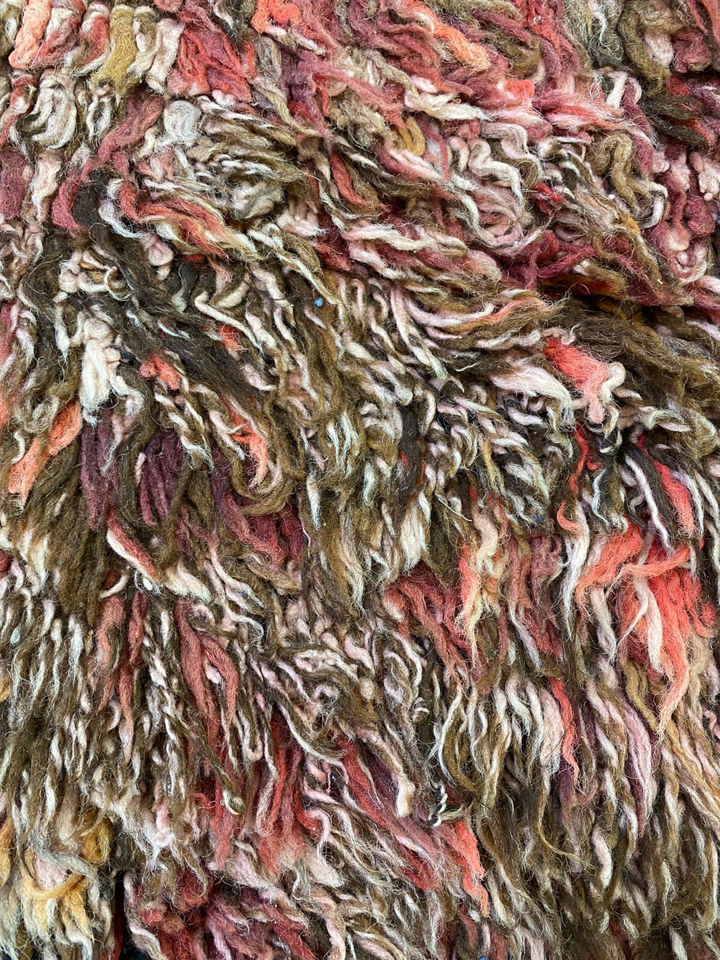 Vintage Berber Handwoven Shag rug 3x5. Moroccan small cotton area rug.