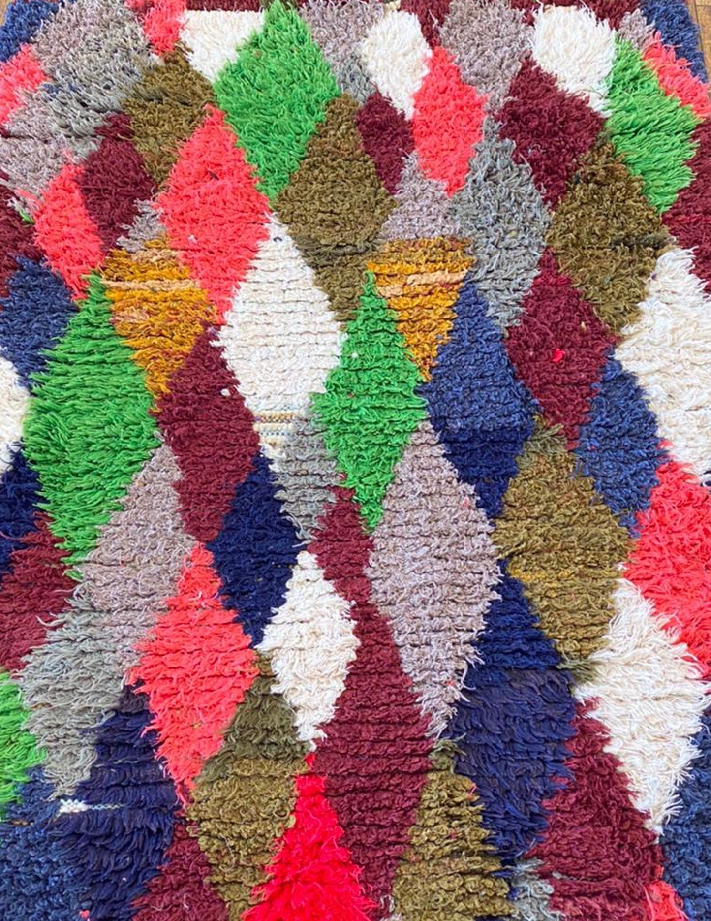 Moroccan vintage rug, 3x7 FT, Woven Diamond colorful Narrow runner Rugs.