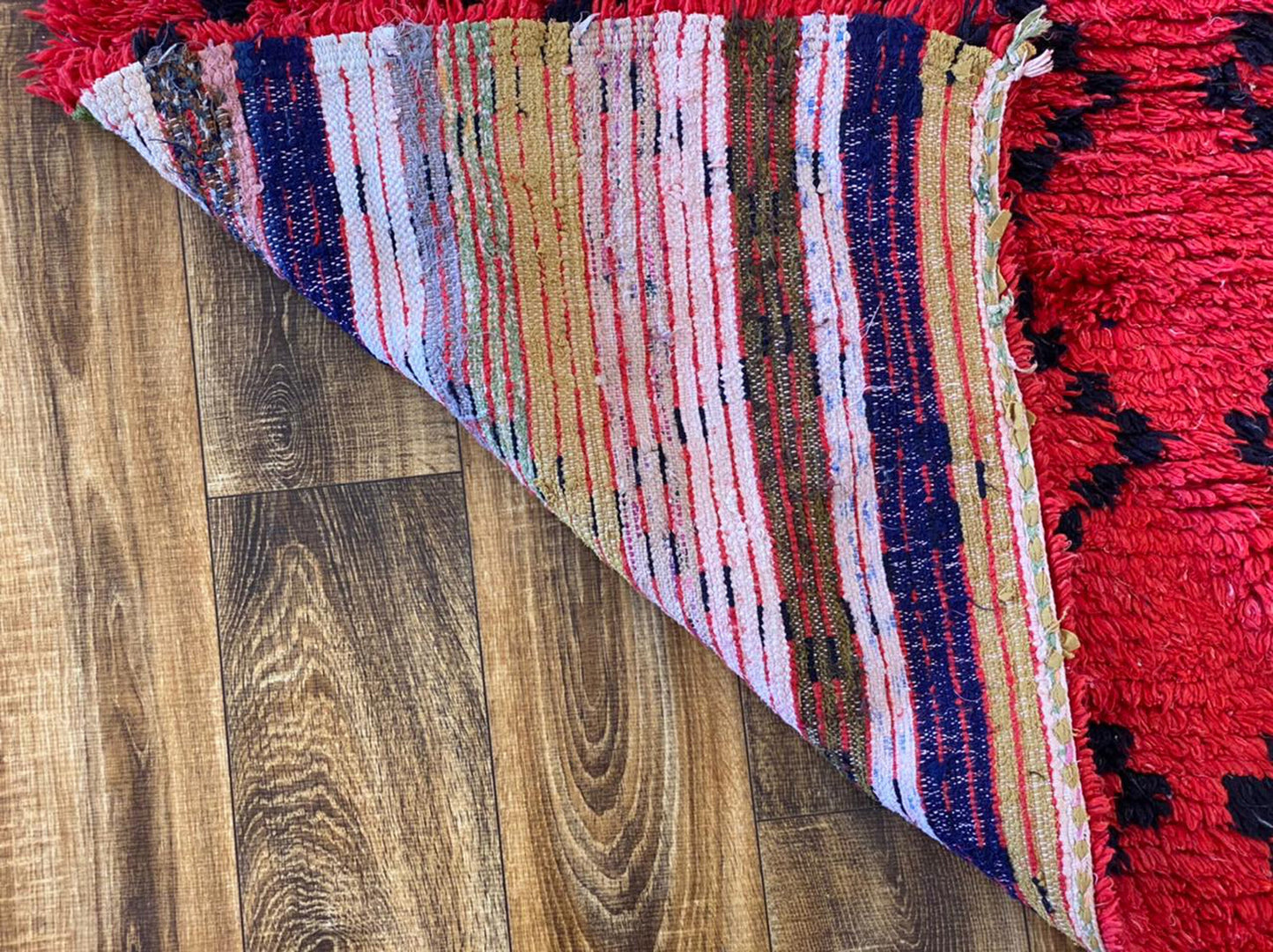 3x8 Red Woven Moroccan vintage Berber runner rug.
