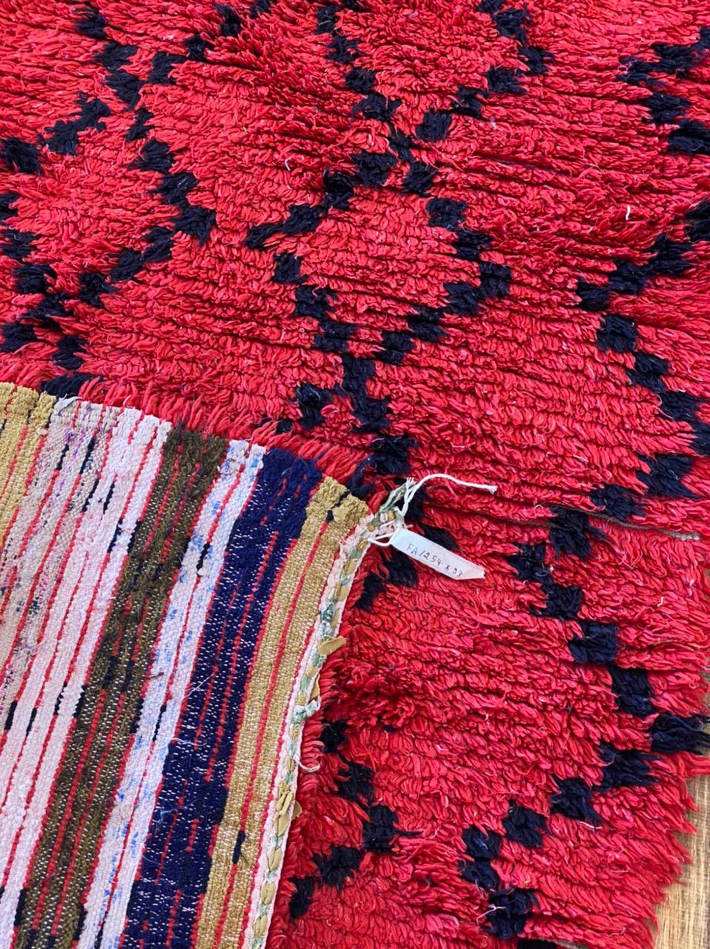3x8 Red Woven Moroccan vintage Berber runner rug.