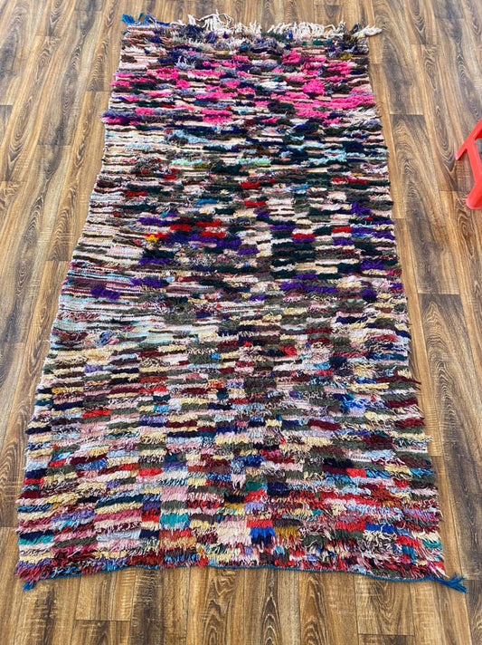 Colorful Shag Rugs 4x9, Moroccan Vintage Berber area Rug.