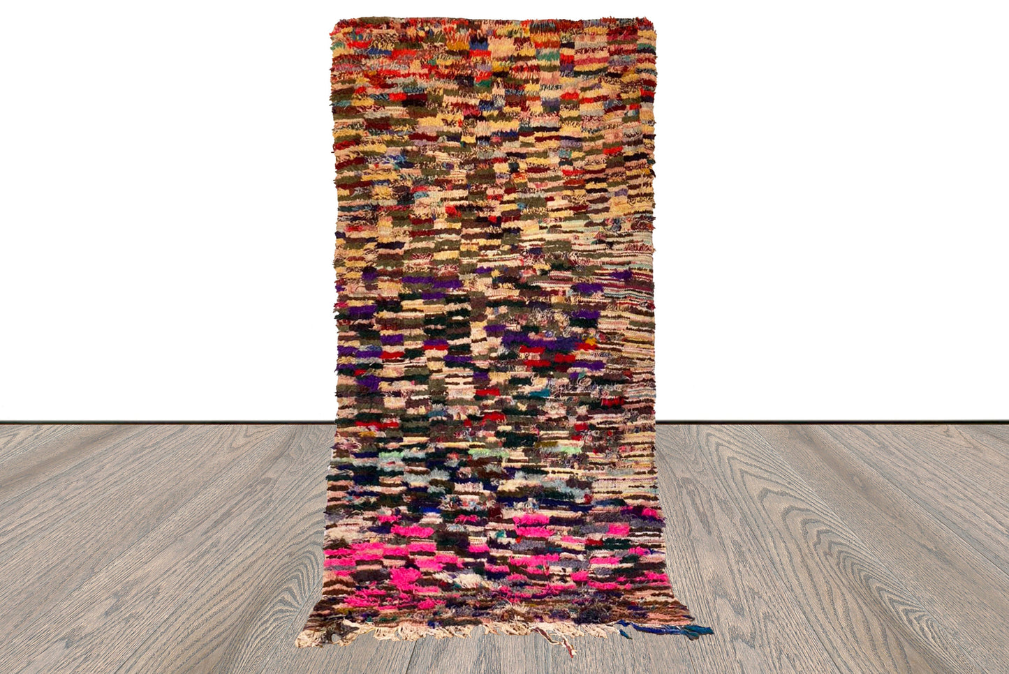 Colorful Shag Rugs 4x9, Moroccan Vintage Berber area Rug.