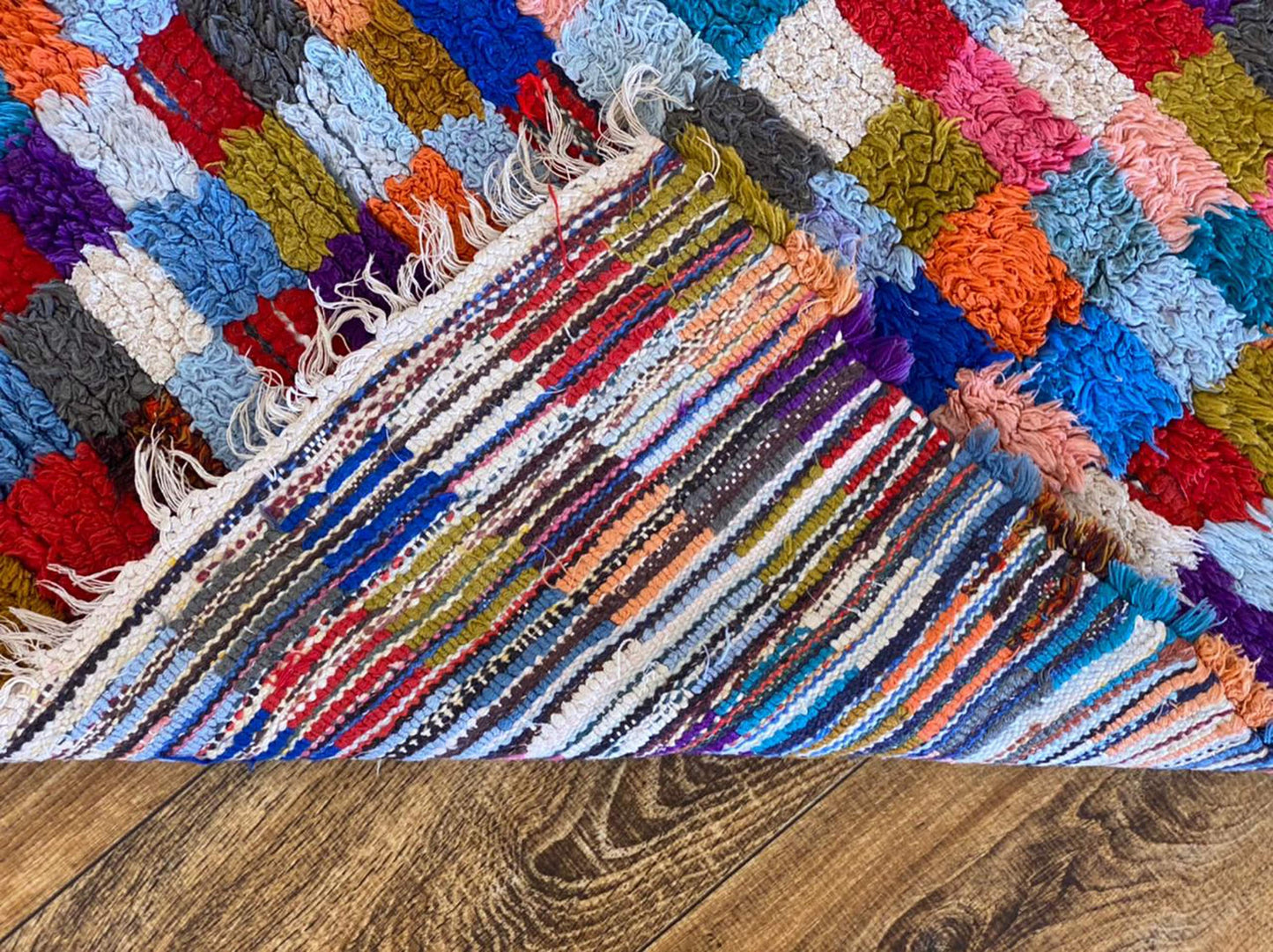 Checkered Colorful Berber Narrow runner Rugs. 3x6 Moroccan Handwoven unique Rugs.
