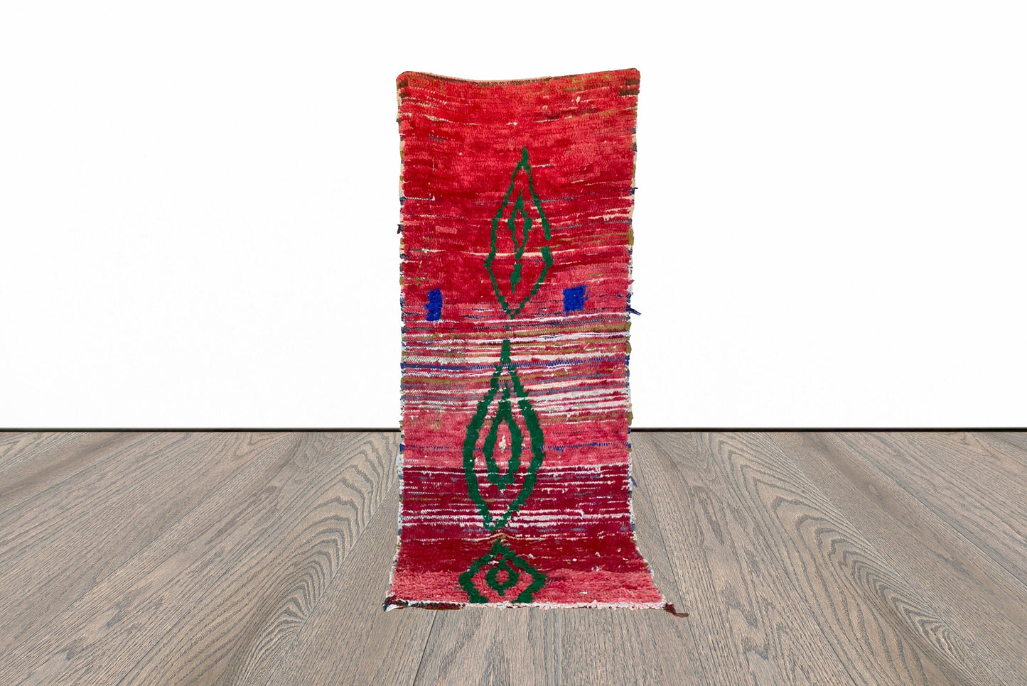 Red runner Vintage Moroccan Rug, Berber Unique Rugs 3x7.