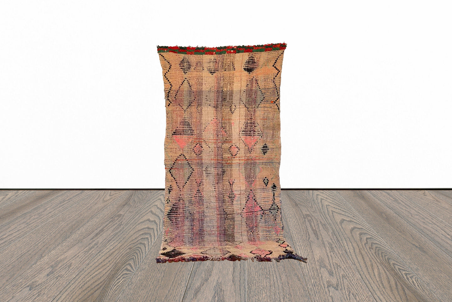 Abstract Faded Morocco Rugs, 4x7 Large Vintage Flatweave area Rug.