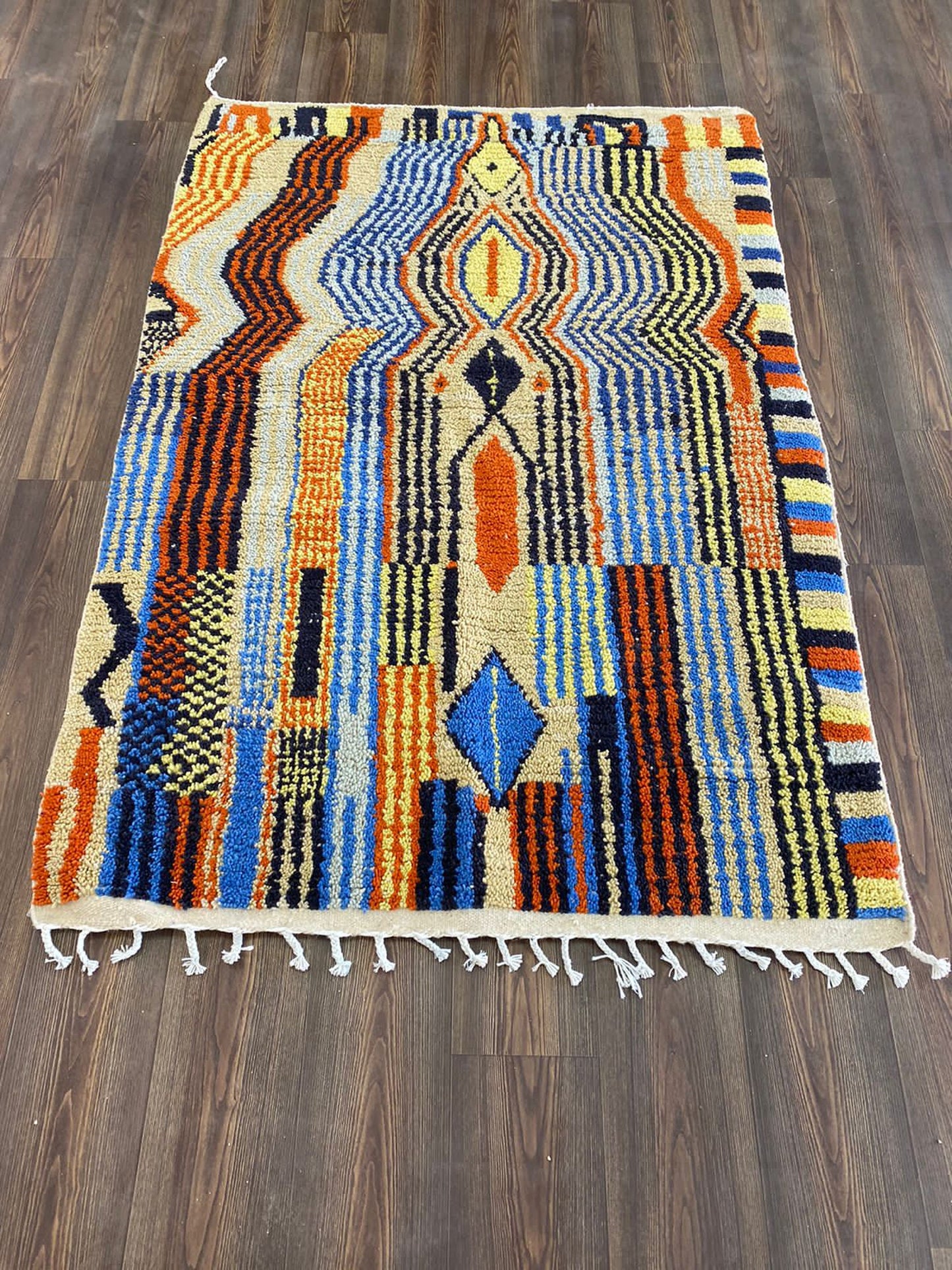 4x6 Feet Colorful Abstract Moroccan Berber Area Rug.