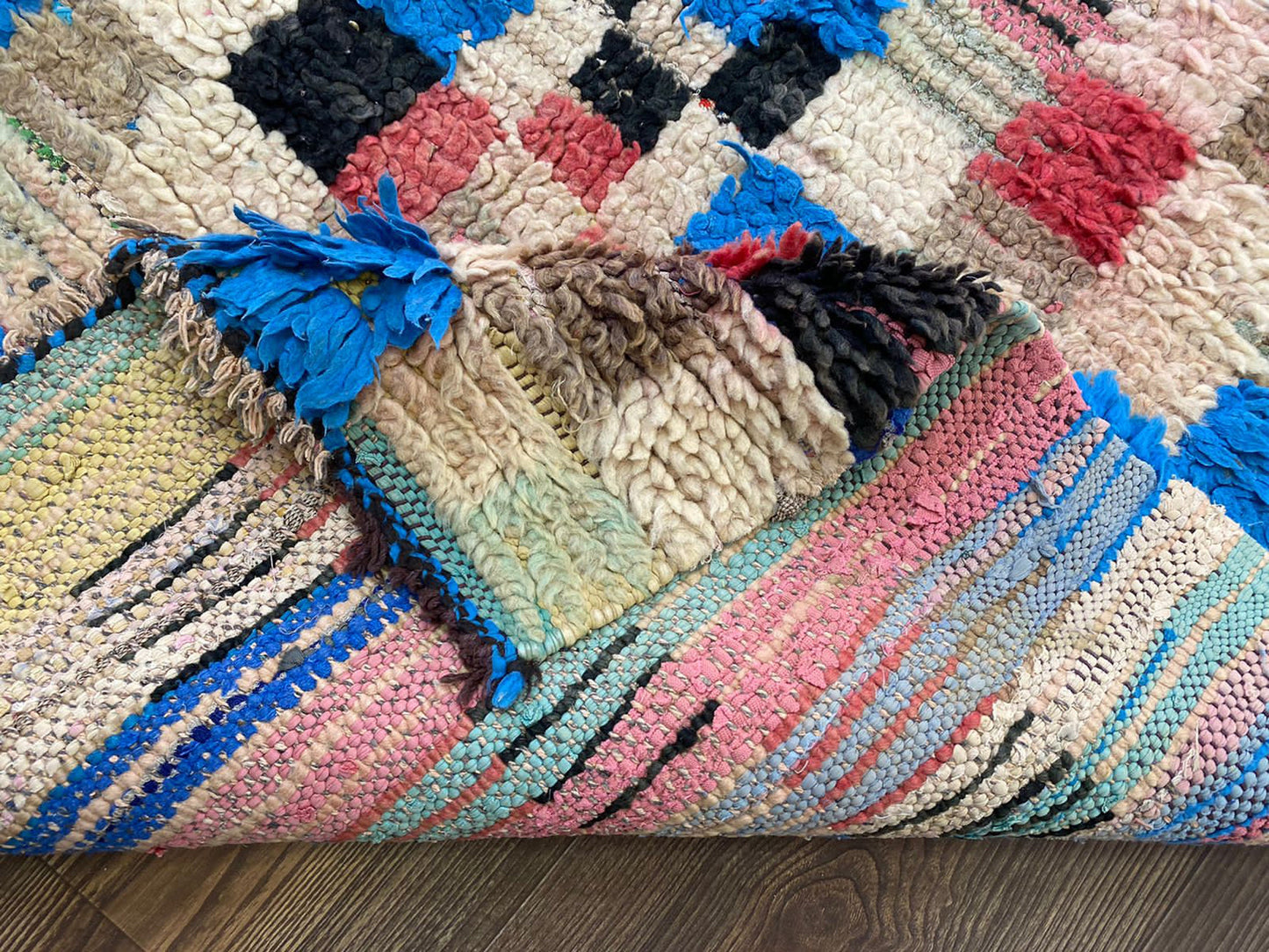 10x3 Feet Colorful checkered Vintage Runner Rug.
