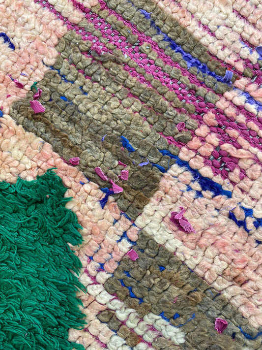 8x2 Feet Long Vintage Moroccan Colorful Runner Rug.