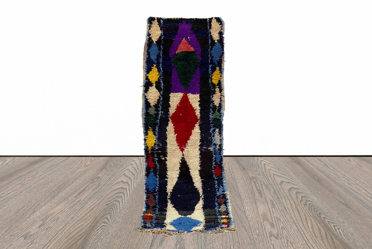 2x8 Feet Berber Moroccan Colorful Vintage Runner Rug.