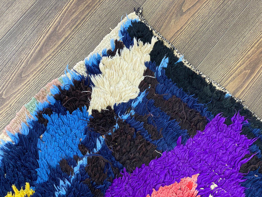 Tapis de couloir berbère marocain coloré vintage 2x8 pieds.