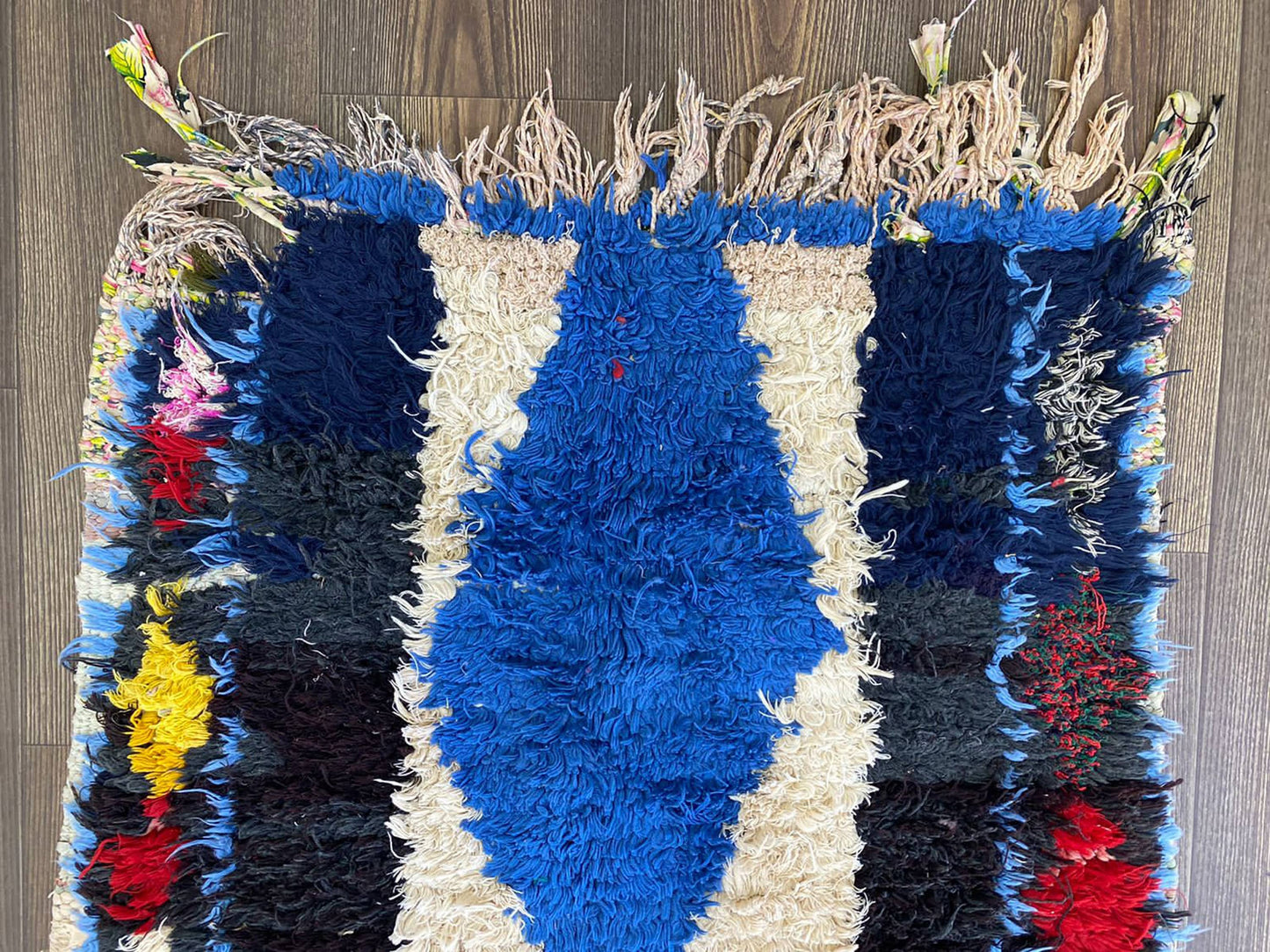 2x8 Feet Berber Moroccan Colorful Vintage Runner Rug.
