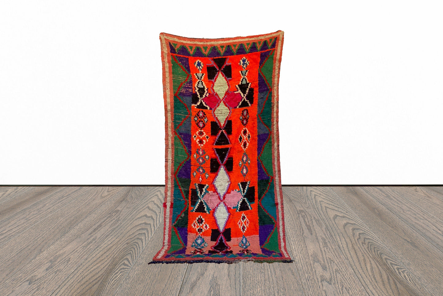 4x9 Moroccan Vintage Berber Handwoven Large area Rug.