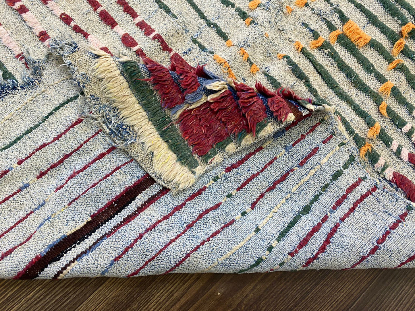 3x9 Berber Vintage Handwoven long runner Rug, Moroccan Old Rug.