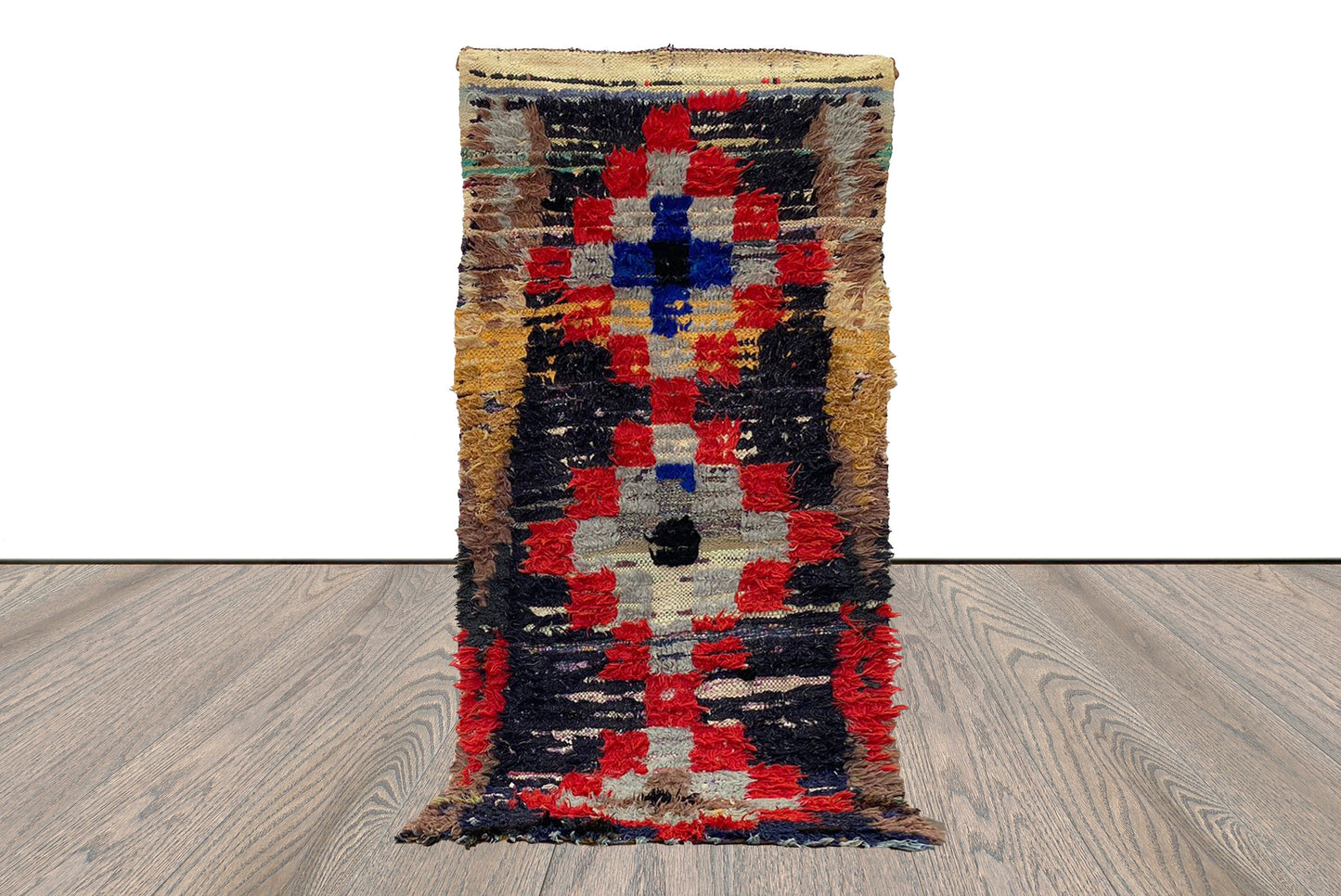 Vintage Moroccan Berber worn Rug, 3x5 Faded narrow small runner Rugs.