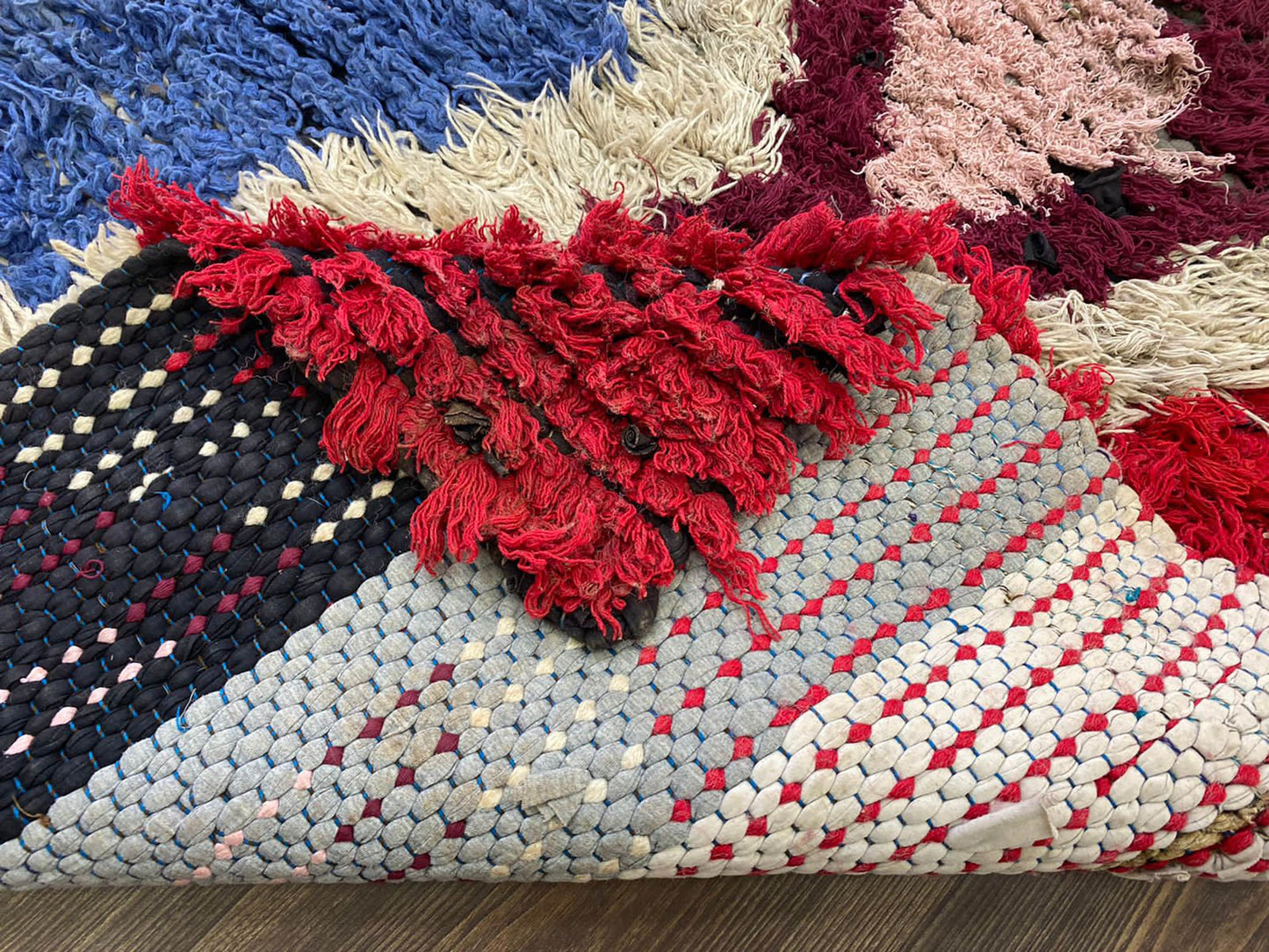 3x6 Small vintage narrow runner Rug, Moroccan Colorful Shag Rugs.
