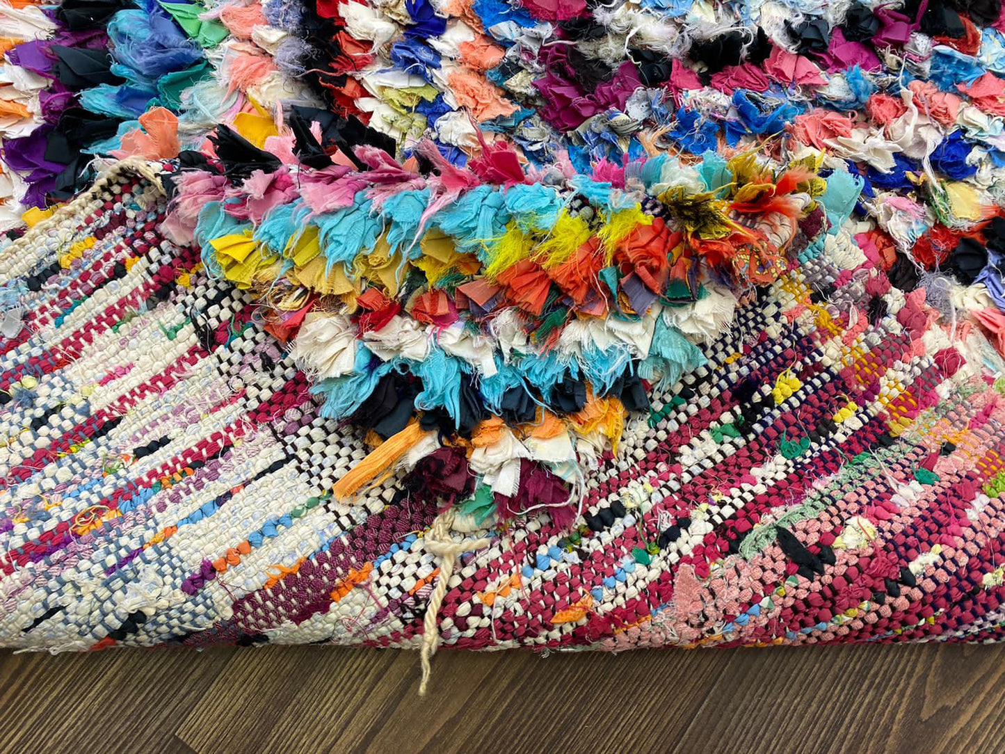 Boucherouite Vintage colorful narrow runner Rugs, 3x9 Moroccan checker chevron Rug.