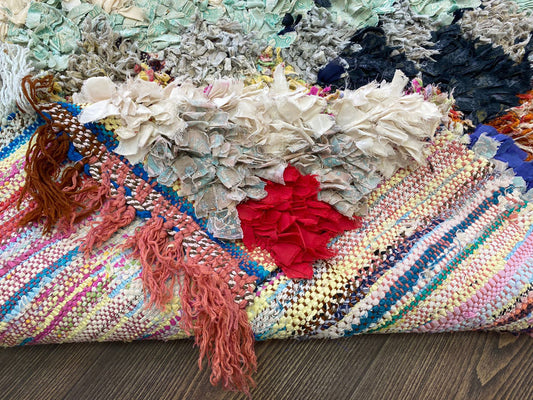 4x6 Feet Checkered Boucherouite Area Rug.