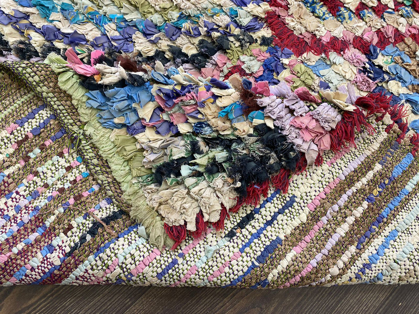 6x3 Colorful Boucherouite Moroccan Rug. Woven Tribal Berber narrow Shag runner Rug.