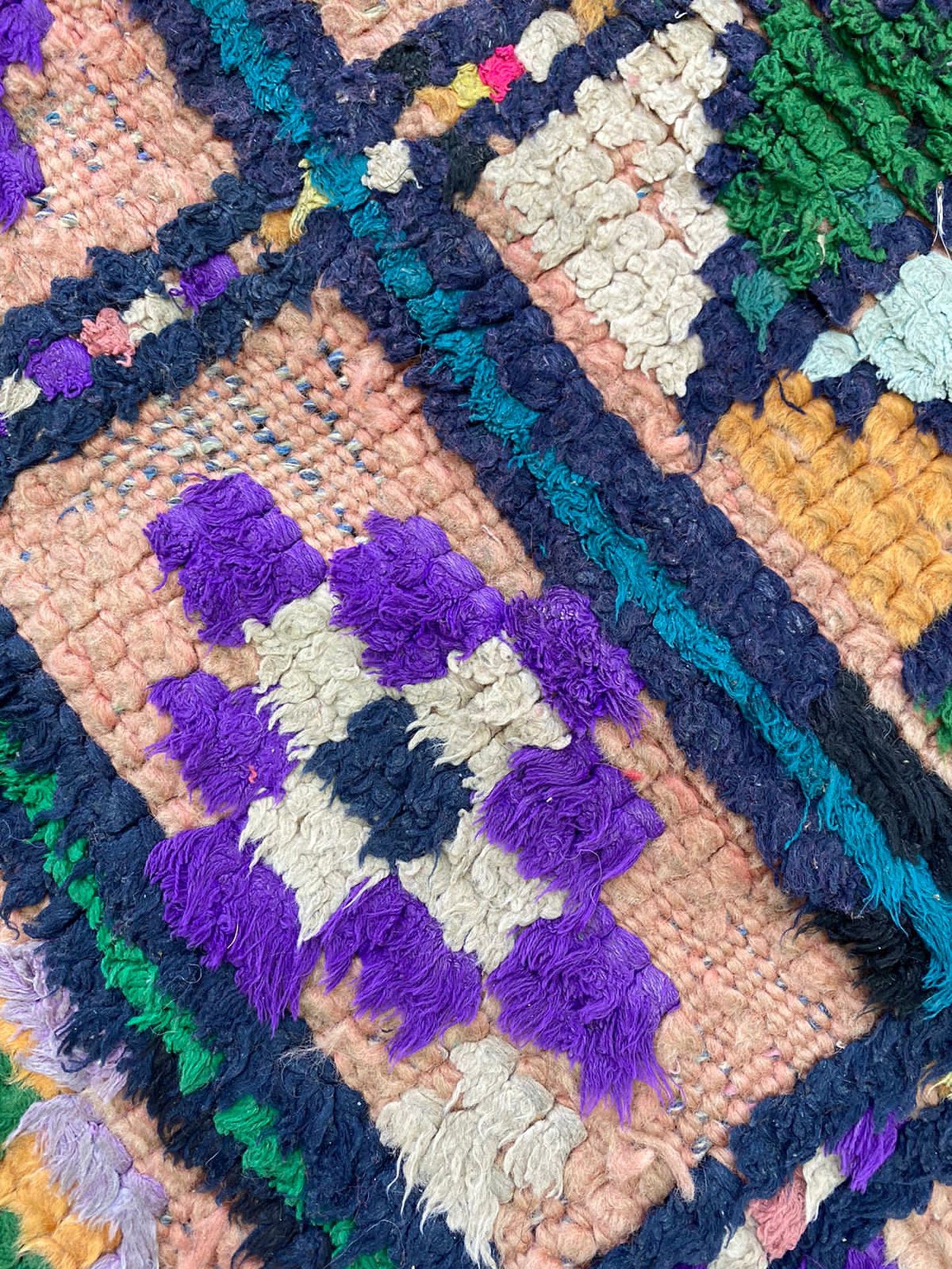 Morrocan Small vintage Grid Rug 3x6, Berber colorful area Rug.
