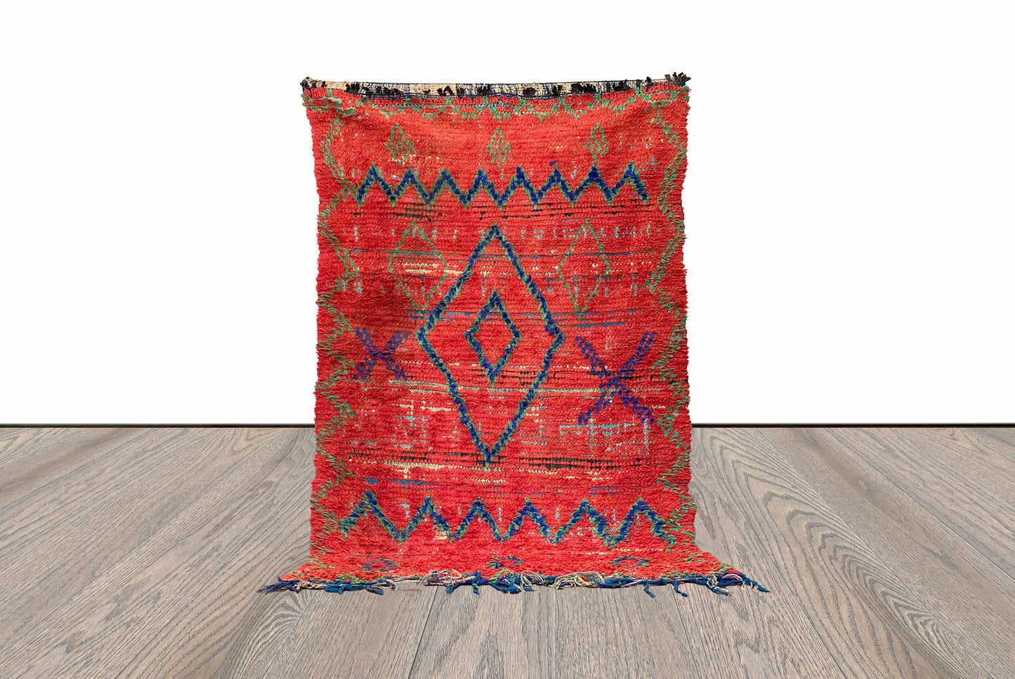 4x9 Feet Moroccan Vintage Red Area Rug.