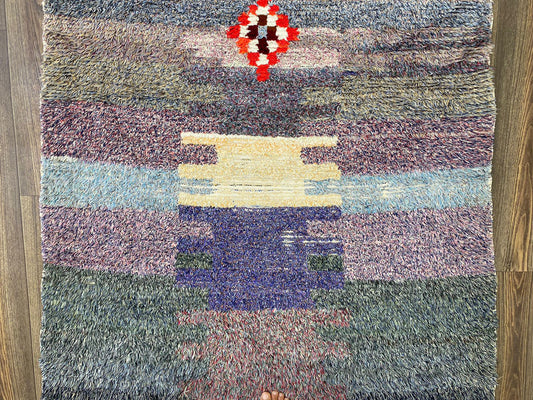 5x3 Feet Hand Knotted Vintage Moroccan Runner.