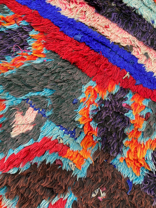 8x2 Striped Colorful Moroccan Runner Rug.