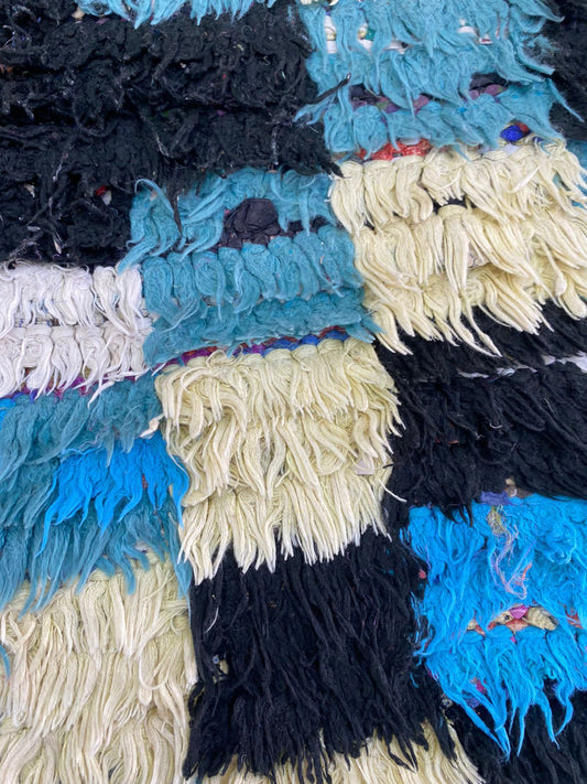 Tapis de couloir marocain coloré vintage 2x6 pieds.