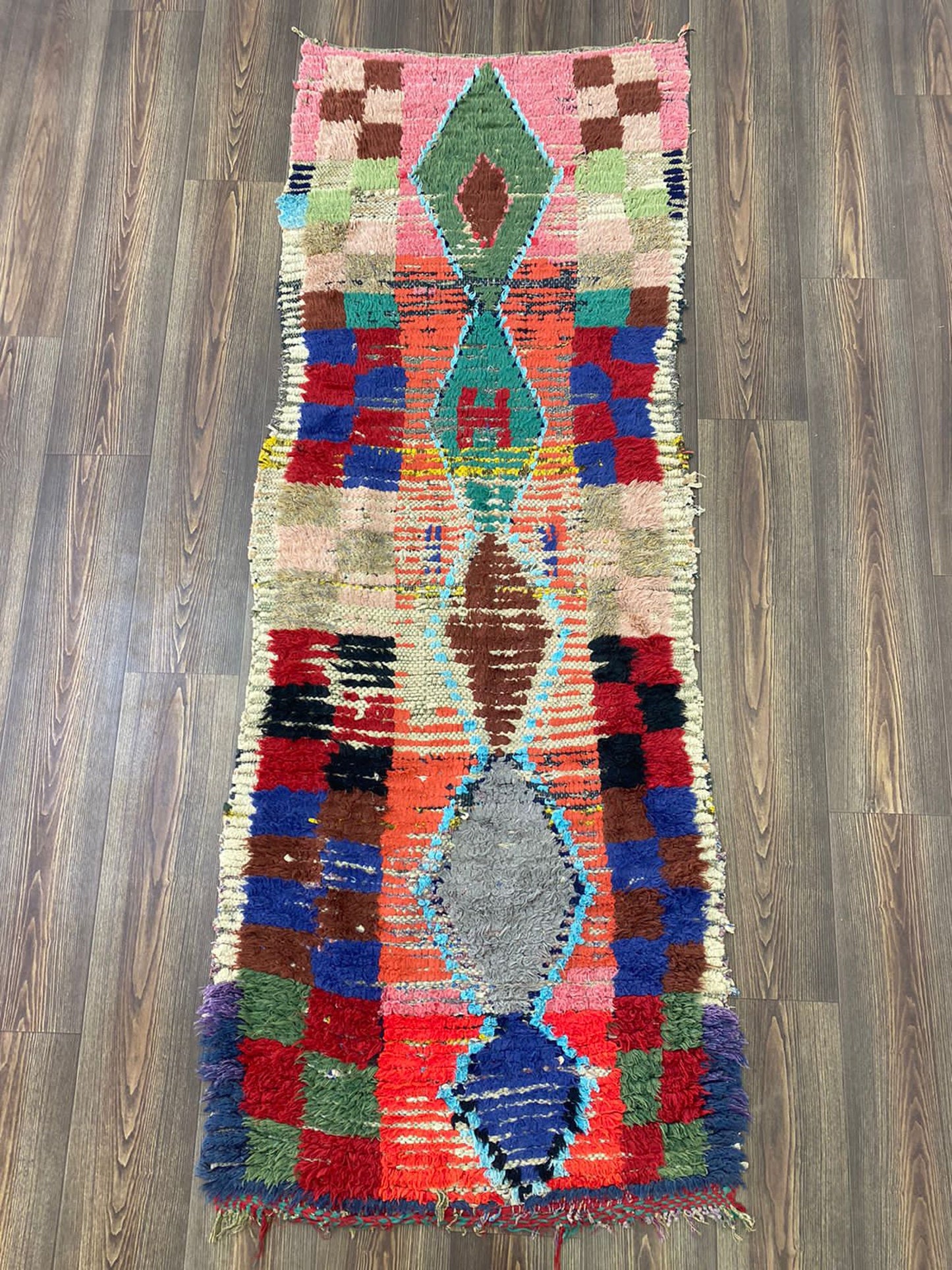 3x7 Feet Colorful Berber Tribal Runner Rug.