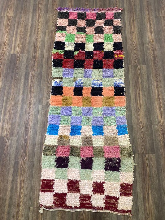 Tapis de couloir étroit tribal Boucherouite Squire 2x8.