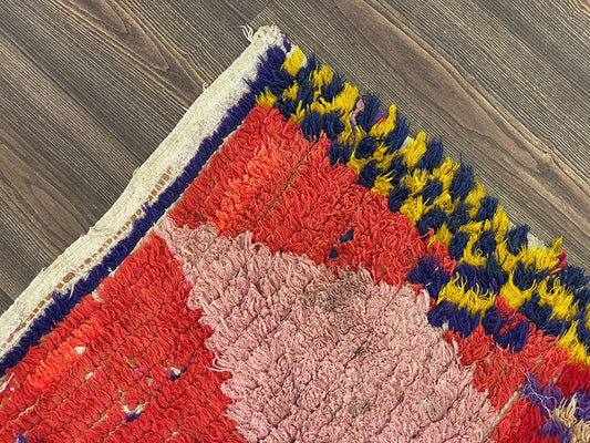 Moroccan shag Rugs. 3x7 Berber Vintage Colorful Handwoven Rug.