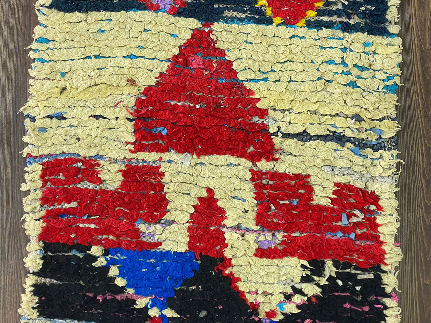 3x9 Colorful Diamond Boucherouite Runner Rug.