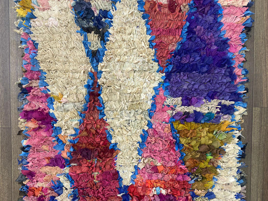 3x9 Vintage Diamond Boucherouite Rug Runner.