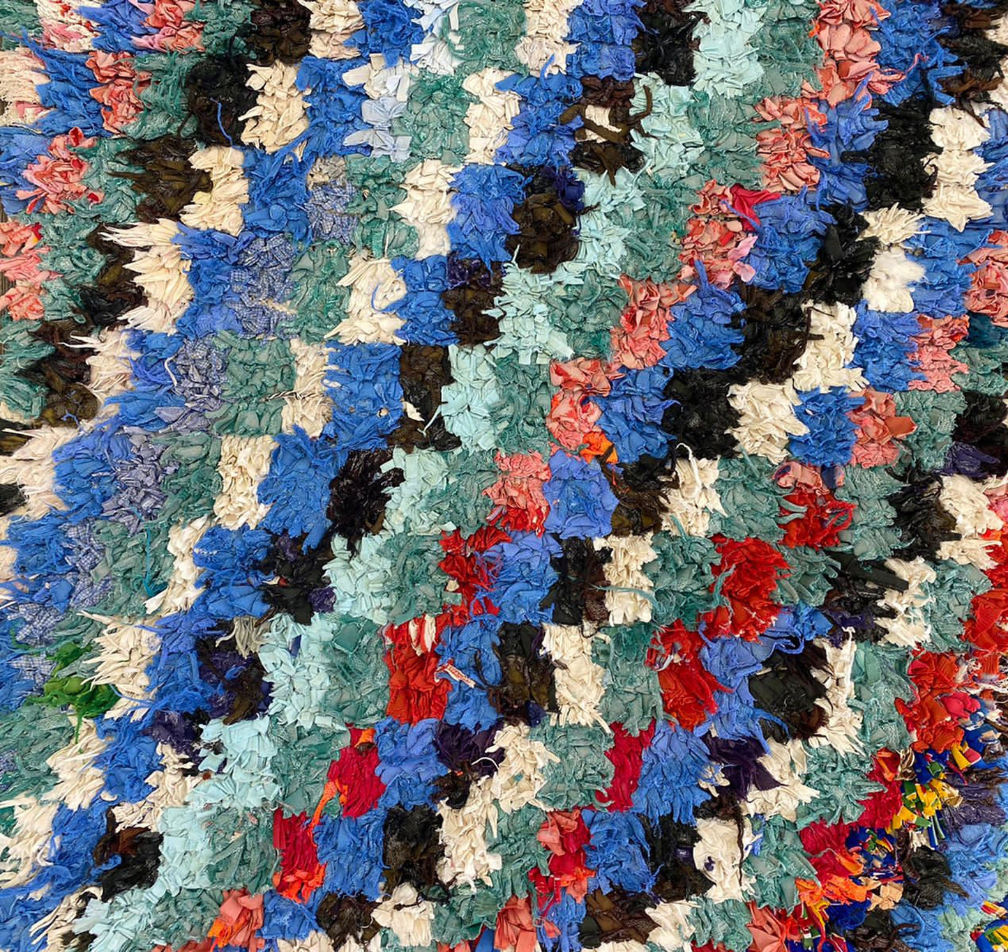 Tapis à carreaux vintage Boucherouite, tapis berbère marocain tissé à la main 3x8.