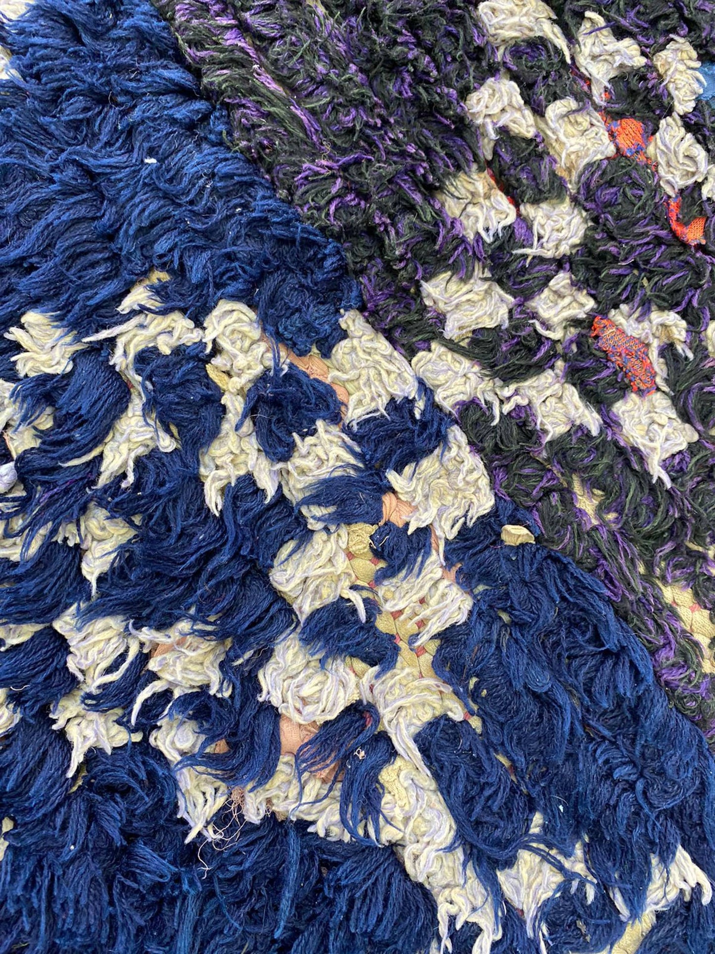 Tapis de couloir marocain vintage Boucherouite Diamond 7x3.