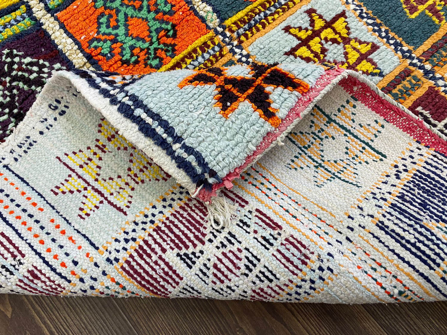 4x10 Berber colorful grid Rugs, Vintage Moroccan large runner Rug.