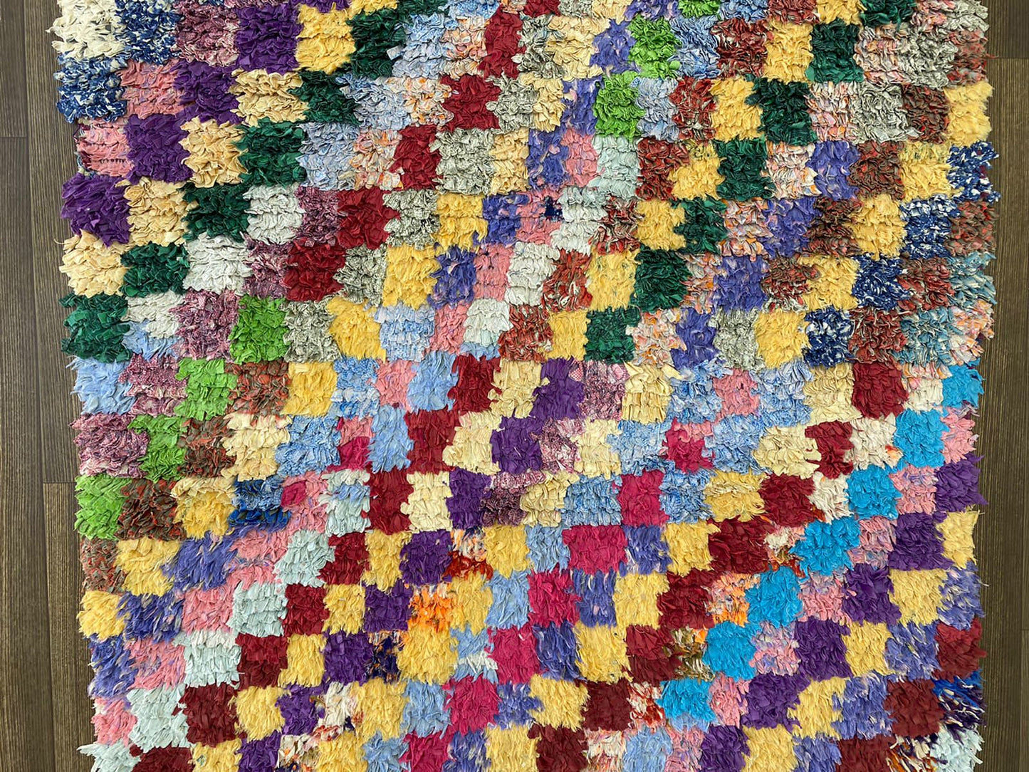 5x3 Checkered Boucherouite Colorful Rug Runner.