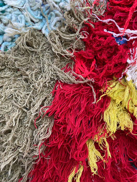 Tapis de couloir marocain vintage à losanges colorés 3x9.