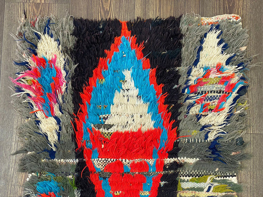 Tapis de couloir marocain coloré vintage 2x6.