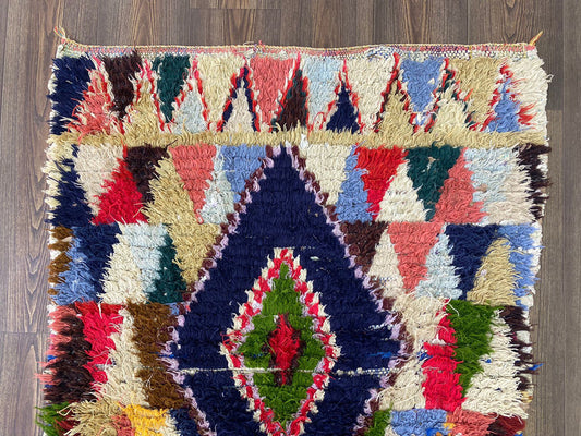 9x3 Tribal Azilal Vintage Runner Rug, Moroccan Berber Rug.