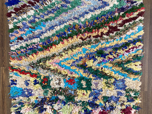 7x4 Unique Boucherouite Tribal Area Rug.