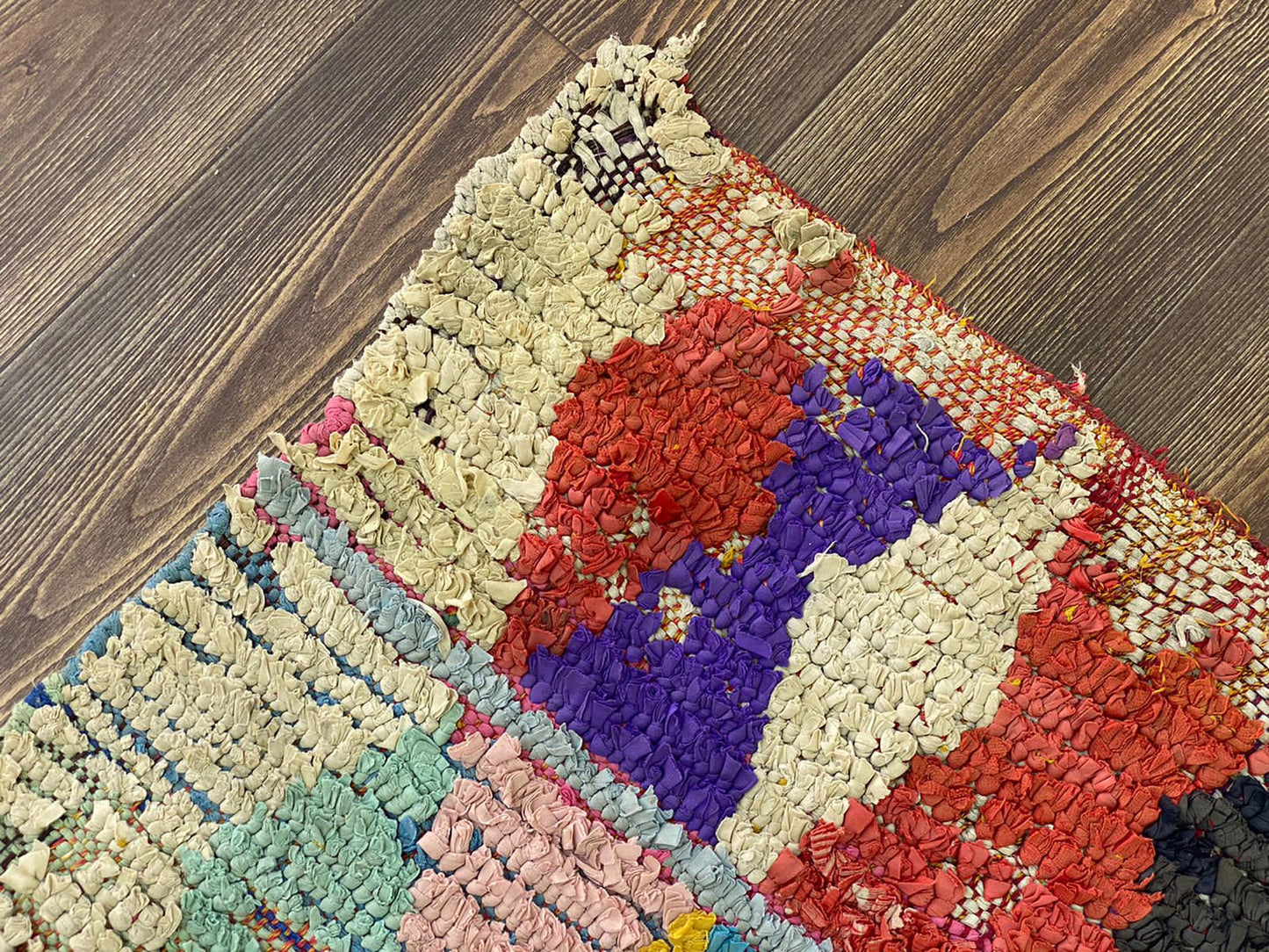 3x7 Colorful Boucherouite Vintage Runner Rug.