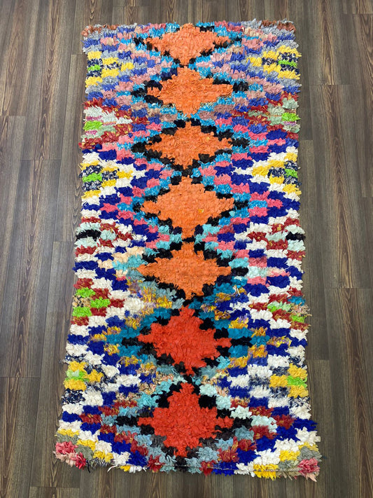 7x3 Diamond Boucherouite Colorful Rug Runner.