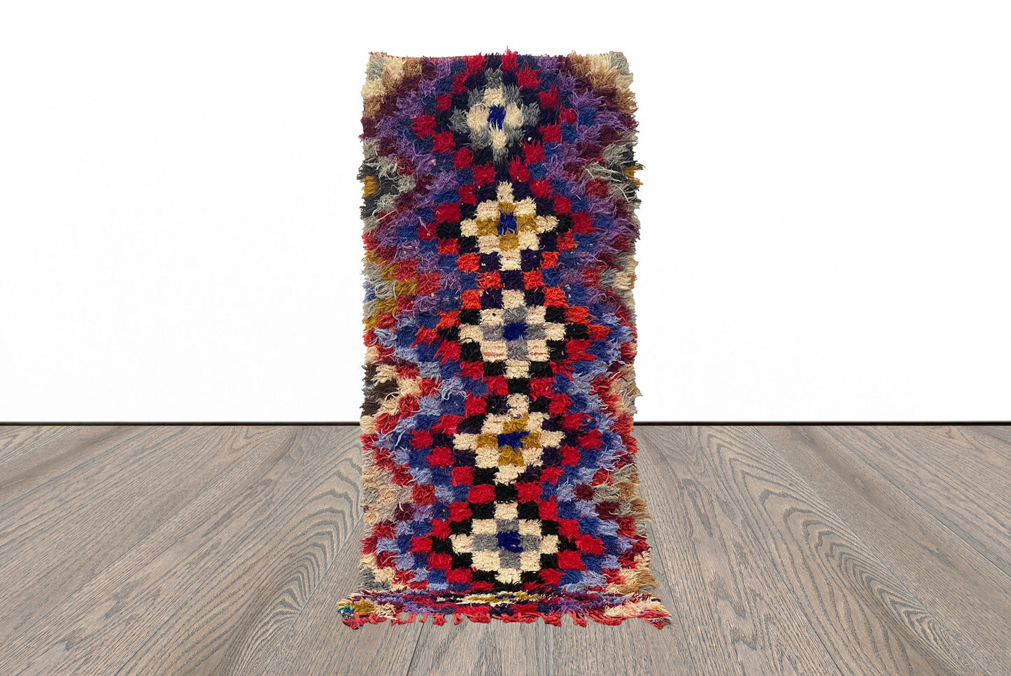 3x6 Checkered Berber Moroccan Vintage Rug.