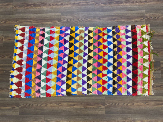 Morrocan Extra narrow runner Rugs, 2x5 Vintage colored Diamond small Rug.