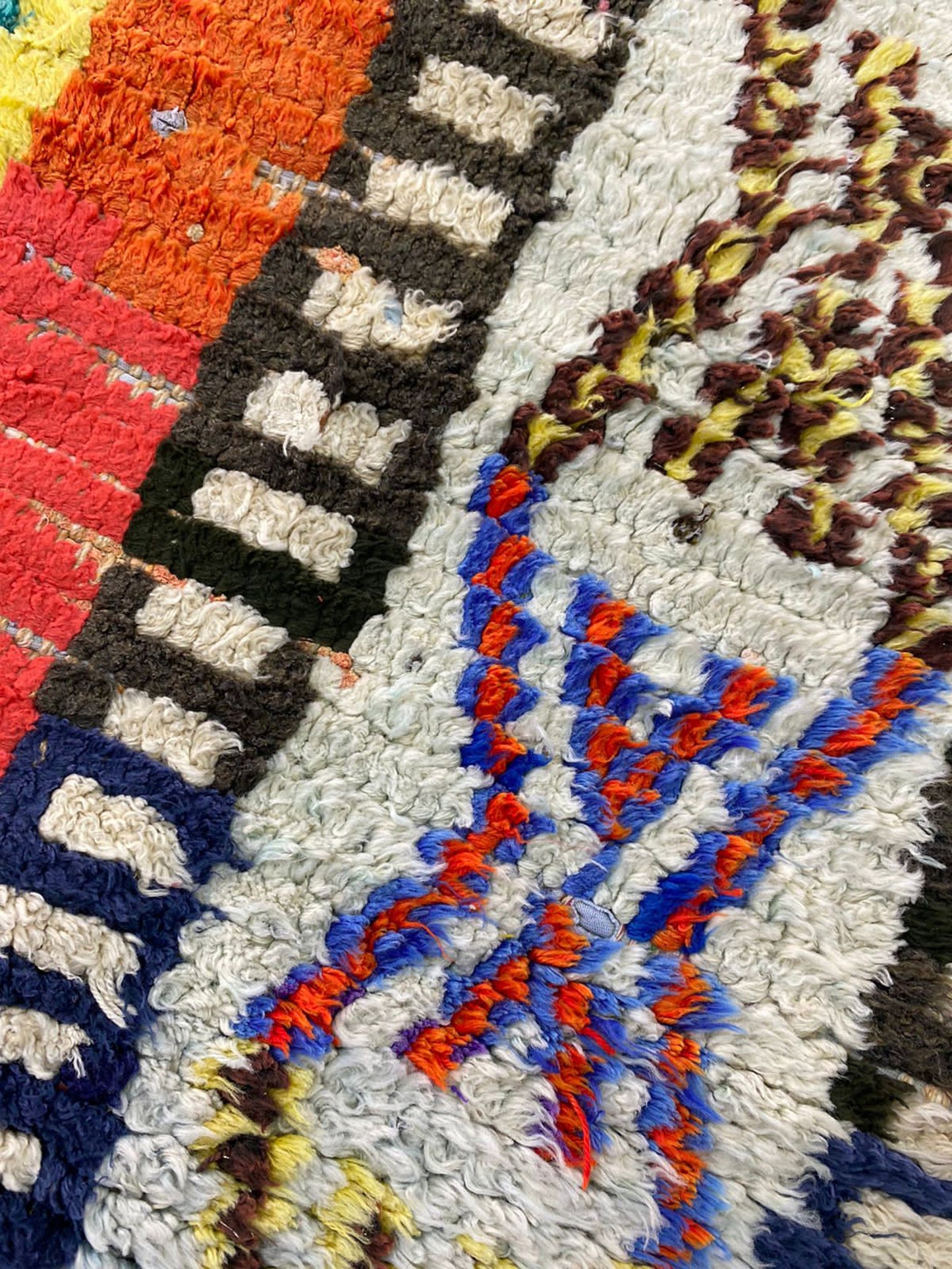 7x4 Multicolor Azilal Vintage Moroccan area Rug.