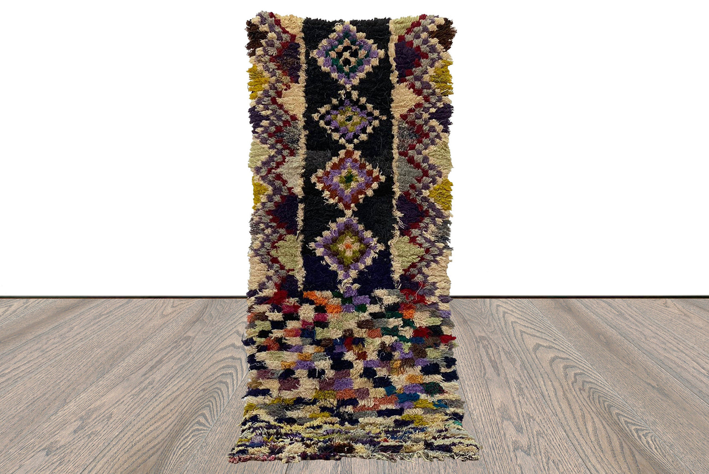 Moroccan Berber small Rug. 2x6 Small narrow runner vintage colorful Rugs.