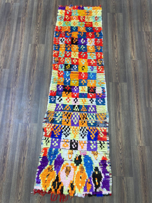 7x2 Colorful Moroccan Vintage Narrow Runner Rug.