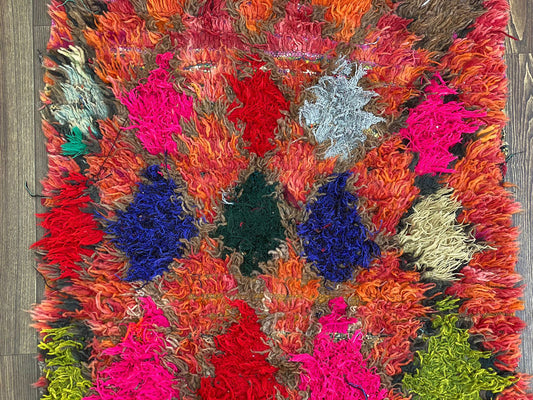 3x8 Berber Diamond Moroccan Vintage Runner Rug.