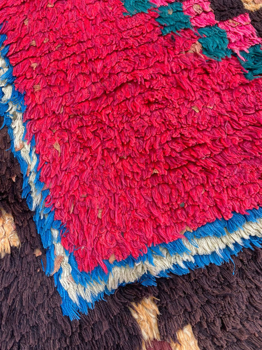3x8 Unique Moroccan Berber Hallway Rug, Colorful Runner Rug.